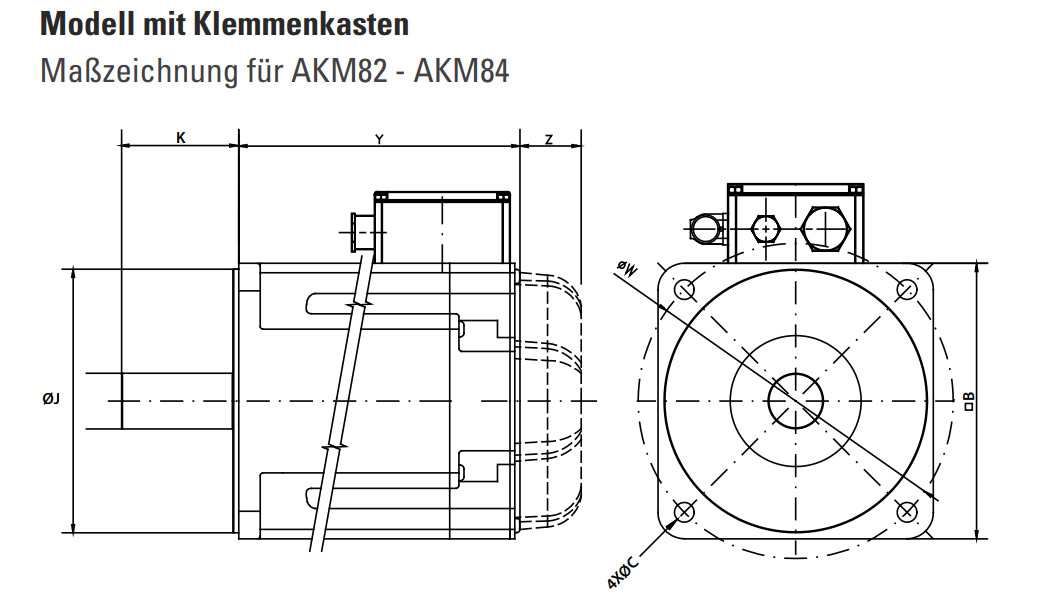 Maße Kollmorgen Servomotor AKM