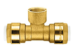 T-Stück mit Innengewinde Messing 2 x 22 mm AD, 1 x ¾ IG